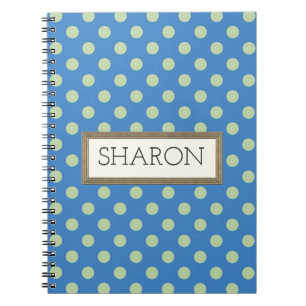 Personalised Blue Polka Dot Notebook