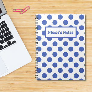 Personalised Blue Polka Dots Notebook