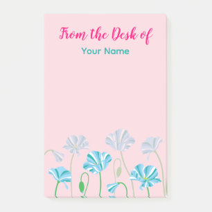 Personalised Blue poppy Post-it Notes