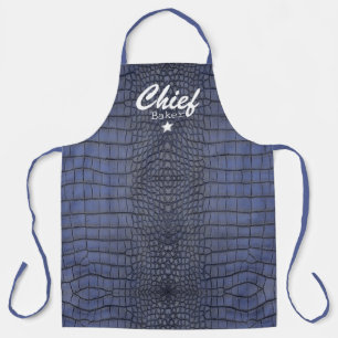 Personalised Blue Printed Faux Alligator Leather Apron