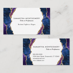 Personalised Blue Purple Aqua Gold Veins Agate Business Card