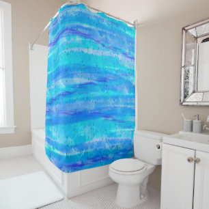 Personalised Blue, Purple, Teal, Aqua Abstract Shower Curtain