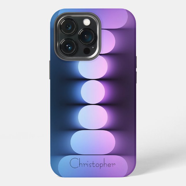 Personalised blue Radial Texture iphone 15  Case (Back)
