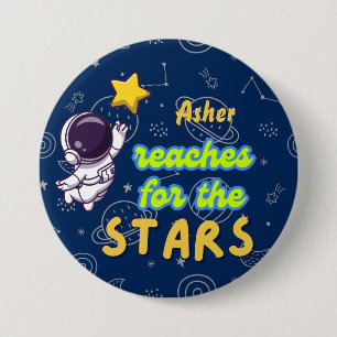 Personalised Blue Reach for the Stars Affirmation 7.5 Cm Round Badge