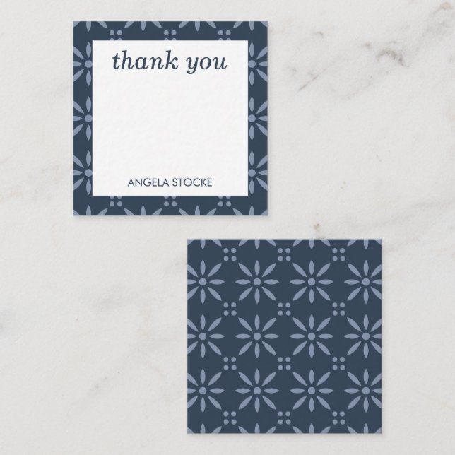 Personalised Blue Retro Flower Card (Front/Back)
