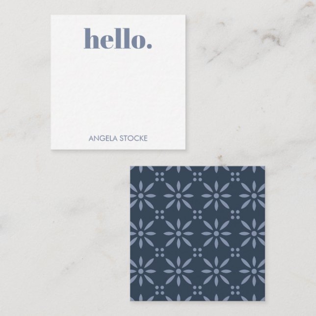Personalised Blue Retro Flower Card (Front/Back)