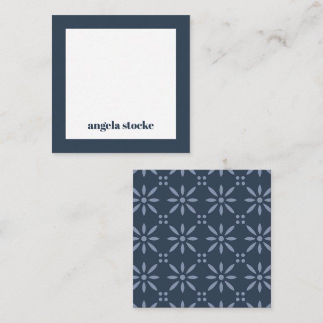 Personalised Blue Retro Flower Card (Front/Back)