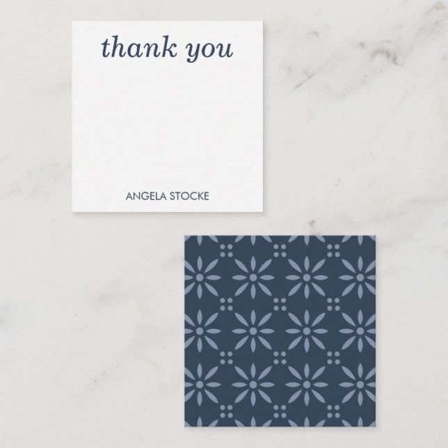 Personalised Blue Retro Flower Card (Front/Back)