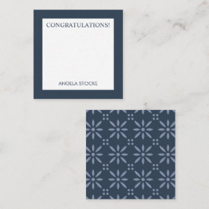 Personalised Blue Retro Flower Note Card
