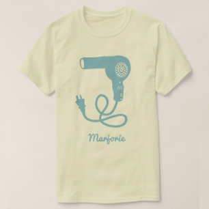 Personalised Blue Retro Hairdryer Blow Dryer T-Shirt