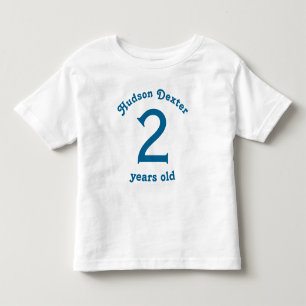 Personalised Blue Retro Two Years Old Toddler T-Shirt