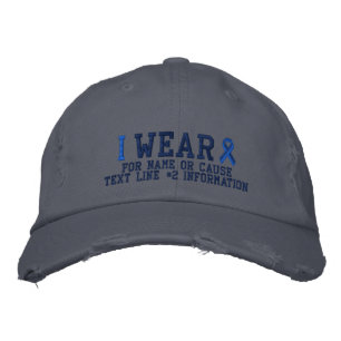 Personalised Blue Ribbon Awareness Embroidery Embroidered Hat