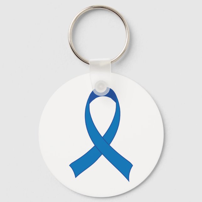 Personalised Blue Ribbon Awareness Key Ring (Front)