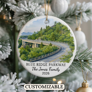 Personalised Blue Ridge Parkway, North Carolina Ceramic Tree Decoration