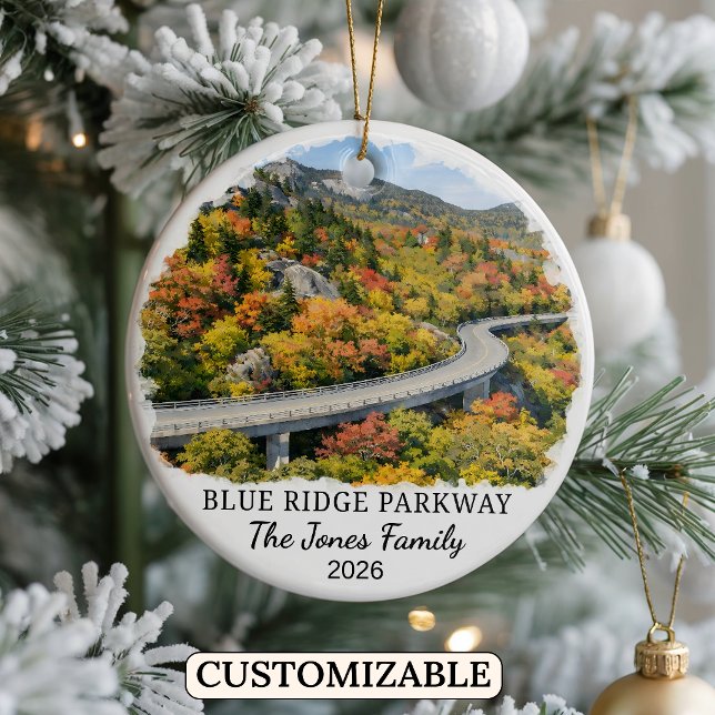 Personalised Blue Ridge Parkway, North Carolina Ceramic Tree Decoration (Creator Uploaded)