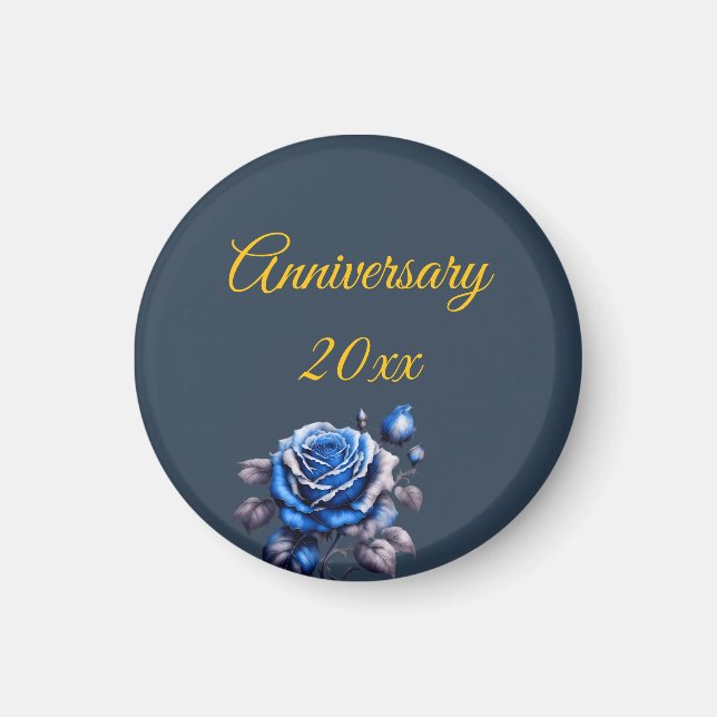 Personalised Blue Rose Bloom Unique Keepsake Gift Magnet (Front)