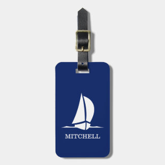 Personalised Blue Sailboat Luggage Tag