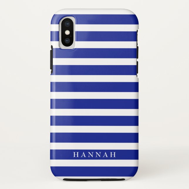 Personalised Blue Sailor Stripes Case-Mate iPhone Case (Back)