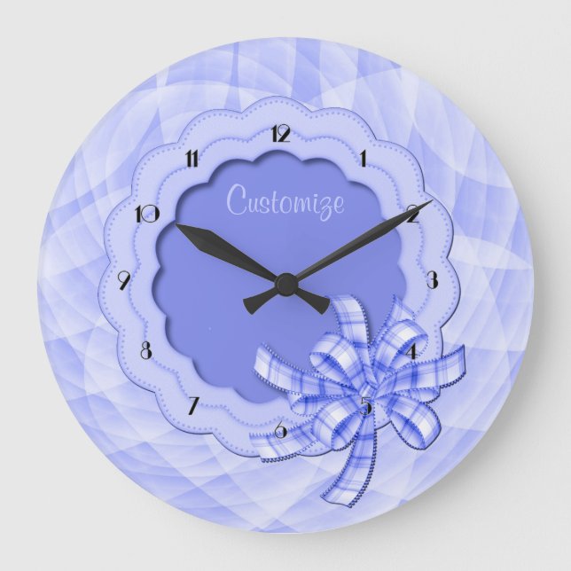 Personalised Blue Scalloped Frame Wall Clock (Front)