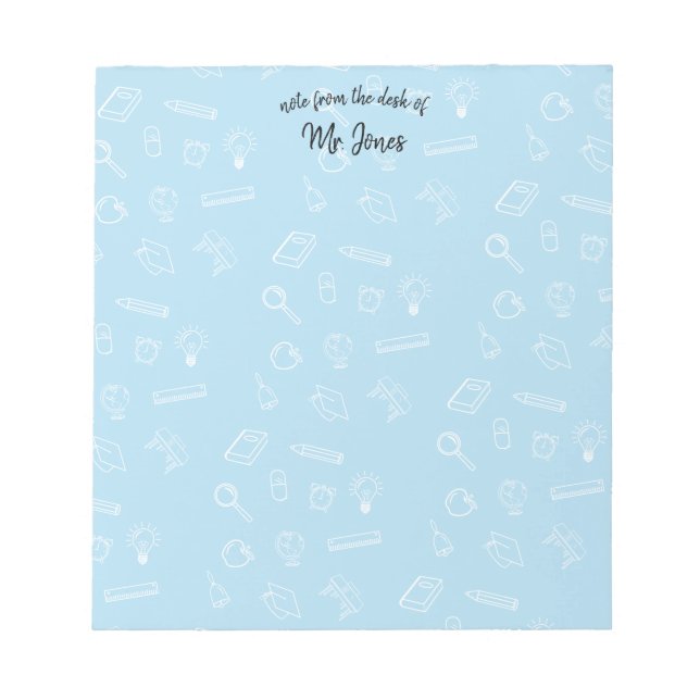 Personalised Blue School Themed Notepad (Front)