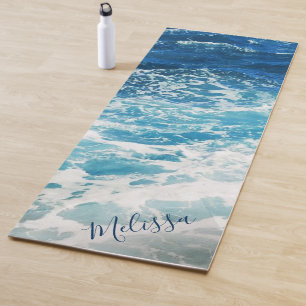 Personalised Blue Sea and Waves Yoga Mat