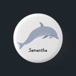 Personalised Blue Sea Dolphin  3 Cm Round Badge<br><div class="desc">Personalised Blue Sea Dolphin button</div>