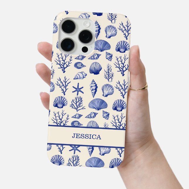 Personalised Blue Seashell Coastal Ocean Beach Case-Mate iPhone Case (Personalized Blue Seashell Coastal Ocean Beach Case-Mate iPhone Case)