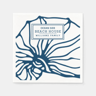 Personalised Blue Seashell Pattern - Beach House Napkin