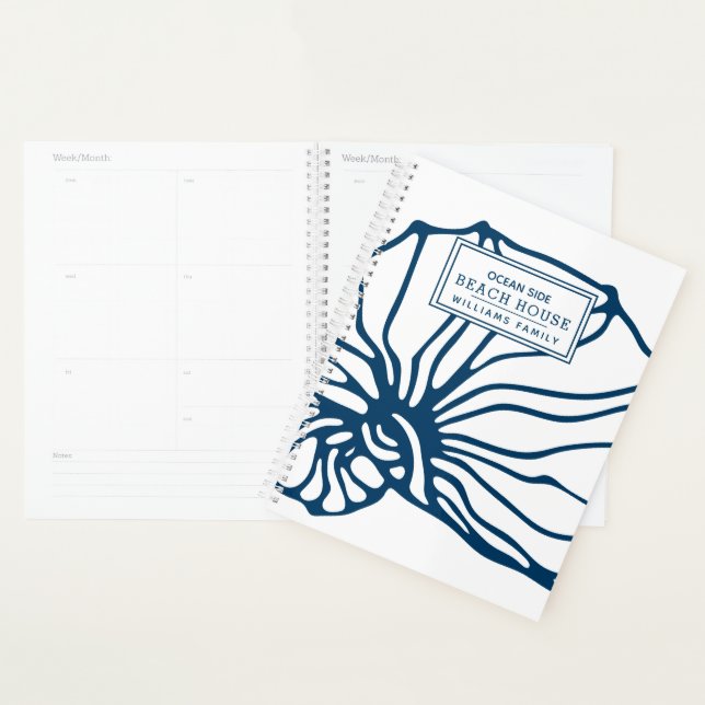Personalised Blue Seashell Pattern - Beach House Planner (Display)