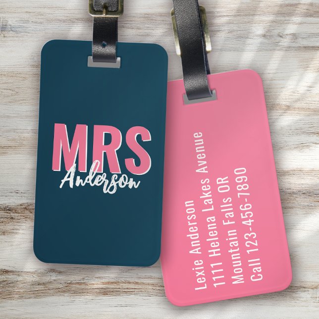 Personalised Blue Shadow Mrs Wife Luggage Tag (Creator Uploaded)