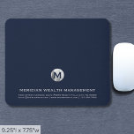 Personalised Blue Silver Business Monogram Mouse Mat<br><div class="desc">Elevate your workspace with our Personalised Blue Silver Business Monogram Financial Mouse Pad. This sleek mouse pad features a brushed silver monogram emblem and classic typography,  adding a touch of sophistication to your financial tasks.</div>