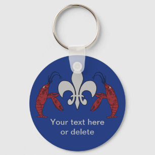 Personalised Blue Silver Crawfish Fleur de Lis Key Ring