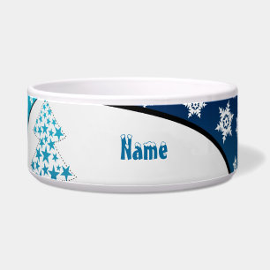Personalised Blue Snowflake Pet Bowl