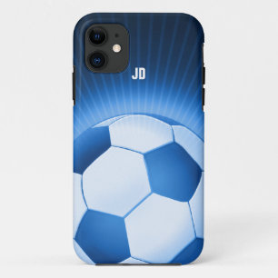 Personalised Blue Soccer Ball (Football) iPhone 11 Case