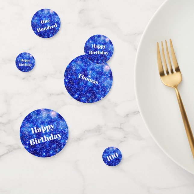 Personalised Blue sparkle 100th birthday Confetti (Group)