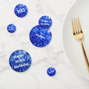 Personalised Blue sparkle 105th birthday Confetti