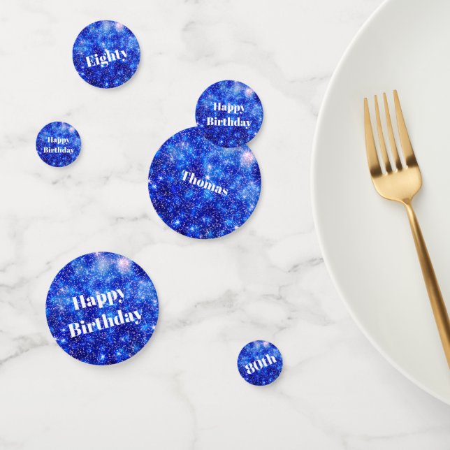 Personalised Blue sparkle 80th birthday Confetti (Group)