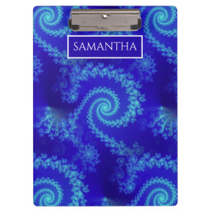 Personalised Blue Spiral Fractal Clipboard