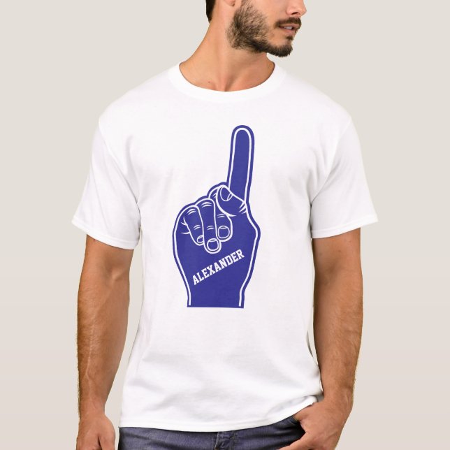 Personalised Blue Sports Foam Finger T-Shirt (Front)