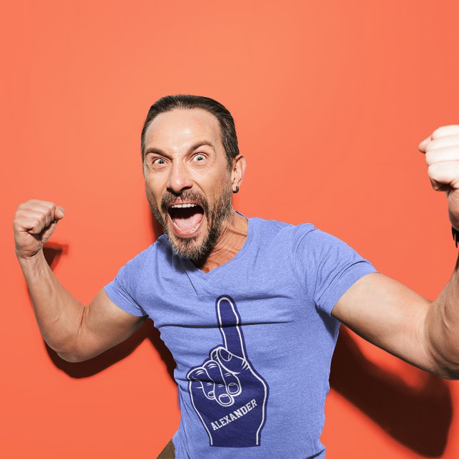 Personalised Blue Sports Foam Finger Tri-Blend Shirt (Creator Uploaded)