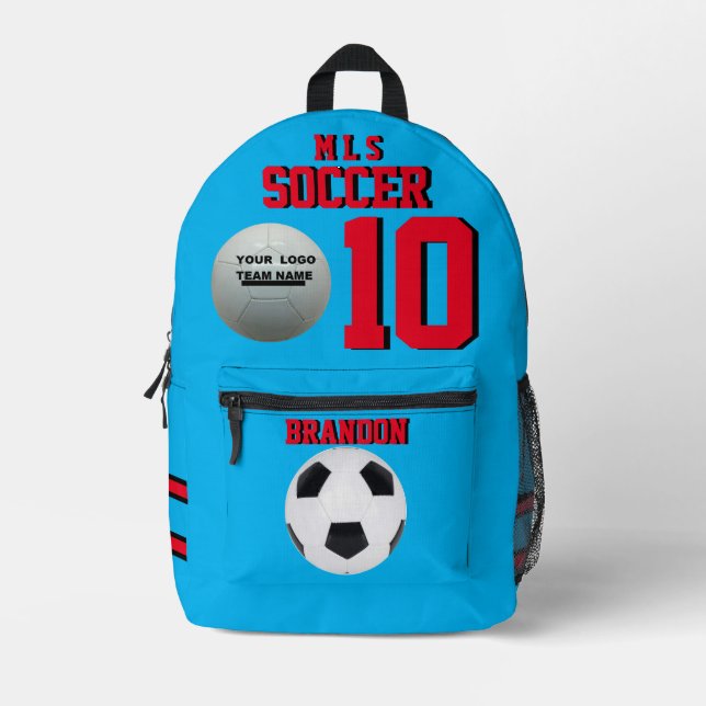 Personalised Blue Sports Printed Backpack (Front)