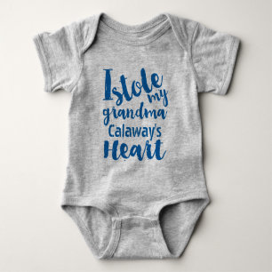 Personalised Blue Sports Stole My Grandmas Heart Baby Bodysuit