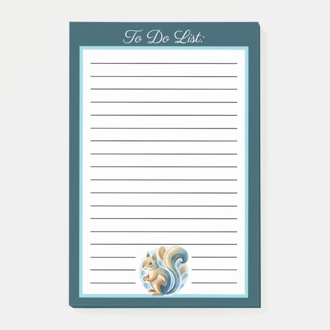 Personalised Blue Squirrel To Do List  Post-it Notes (Front)