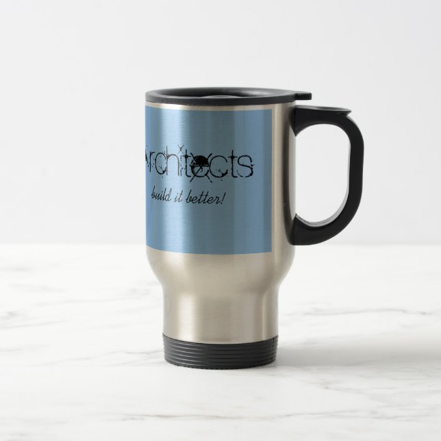 Personalised Blue Stainless Steel Architect Mug (Right)