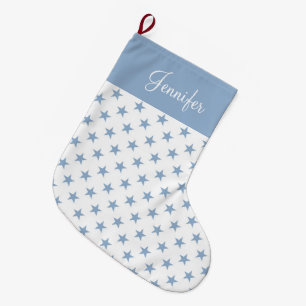 Personalised Blue Stars Large Christmas Stocking