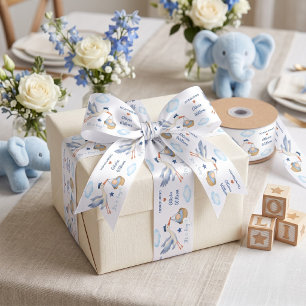 Personalised Blue Stork It’s a Boy Baby Shower Satin Ribbon