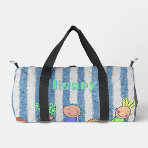 Personalised Blue Stripe Duffle Bag