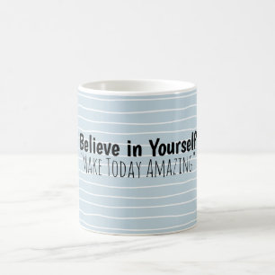 Personalised Blue Stripe Name Coffee Mug Gift