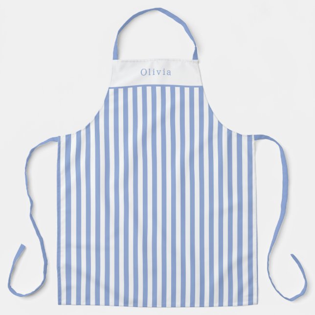 Personalised Blue Stripe Pattern Apron (Front)