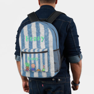 Personalised Blue Stripe School Supply Printed Backpack